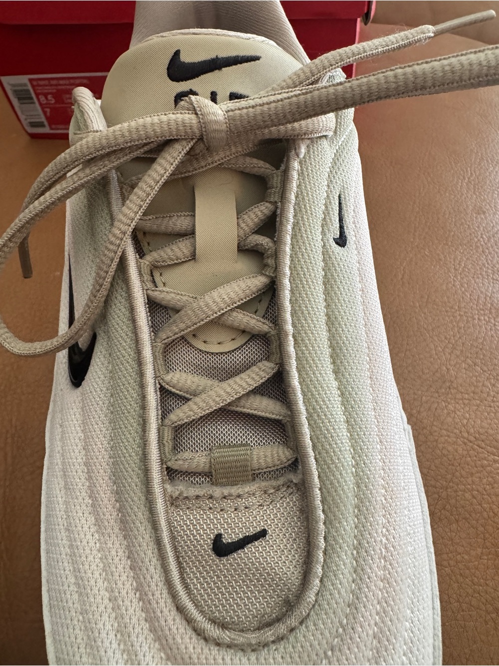 Nike Women’s Air Max Portal Low Top Sneakers in Light Beige with Black Swoosh - Picture 3 of 9